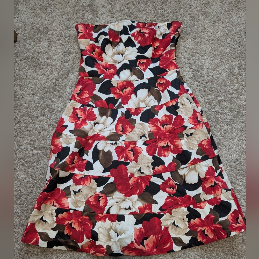 White House Black Market Strapless Floral Dress 10